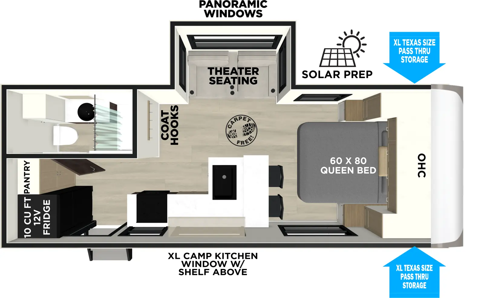 Hemisphere Travel Trailers 21RBHL Floorplan